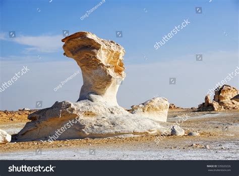 Unusual Wind Erosion Limestone Formation White Stock Photo