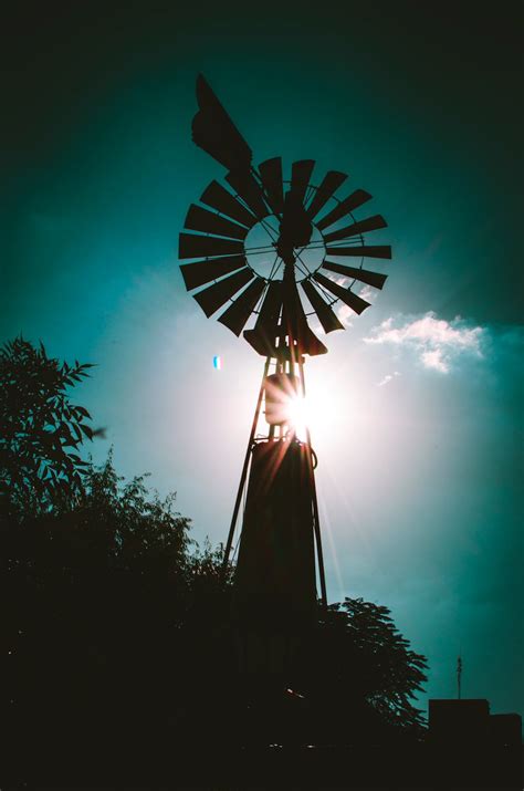 Silhouette of Farm Windmill · Free Stock Photo