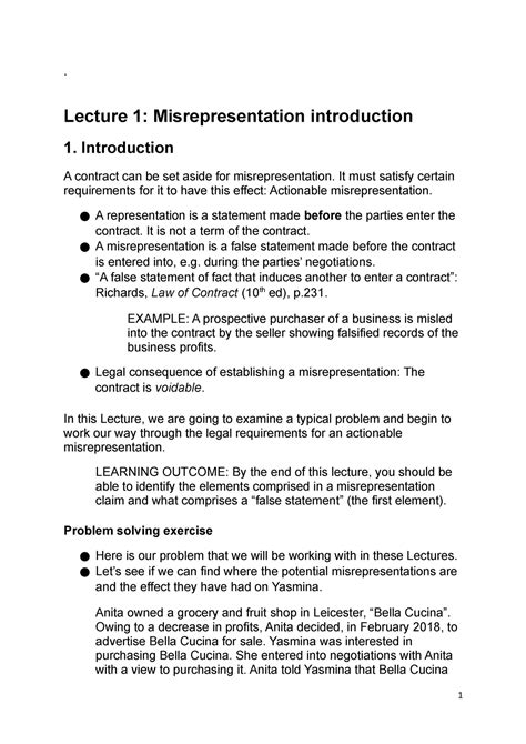 Types Of Misrepresentation In Contract Law Templates Sample Printables