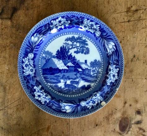 Rare Wedgwood Fallow Deer Etruria Plate Cm Antique Blue Etsy