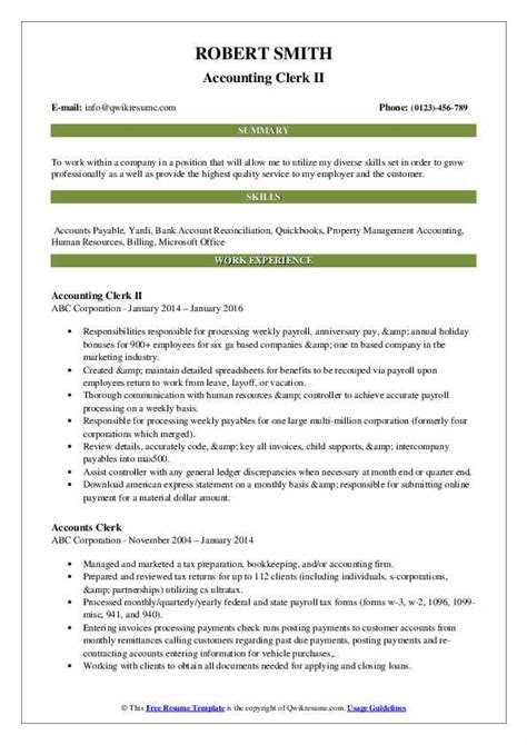 Accounting Clerk Resume Template Resume Templates