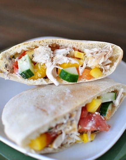 Greek Chicken Pita Pockets Slow Cooker Mels Kitchen Cafe