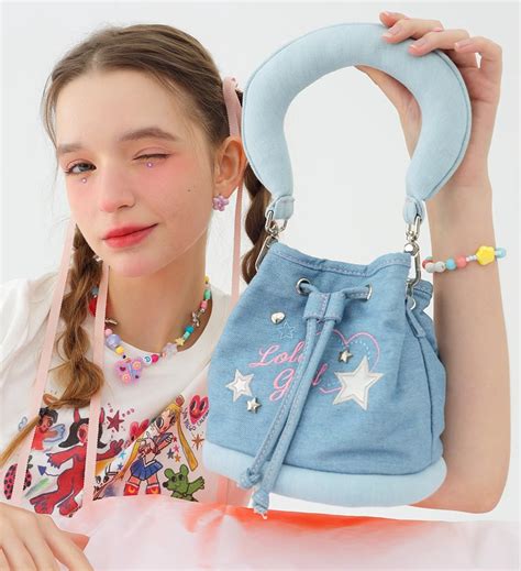 Original Design Y2k Girl Star Denim Bucket One Shoulder Bag 💜 Sugarplum