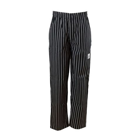 Chef Revival P040ws S Solid Black With White Pinstripes E Z Fit Chef Pants Small Vortex