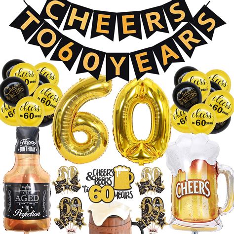 Buy 60th Birthday Decorations Kit Cheers To 60 Years Banner Balloons