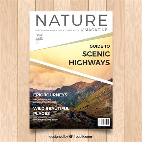 Free Vector Modern Nature Magazine Cover Template With Photo