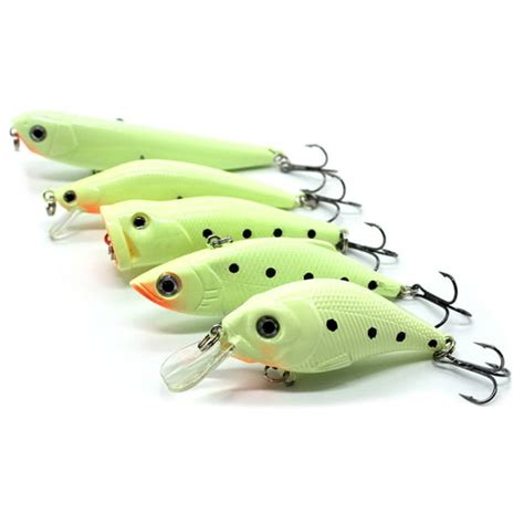 5 Pcs Luminous Fishing Lures With Treble Hook Hard Fishing Bait Fishing