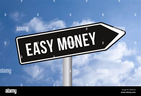 Easy money road sign on sky background Stock Photo - Alamy
