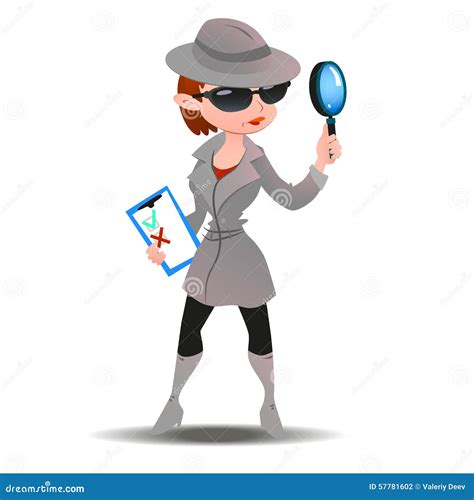 Mystery Shopper Woman In Spy Coat Vector Illustration Cartoondealer