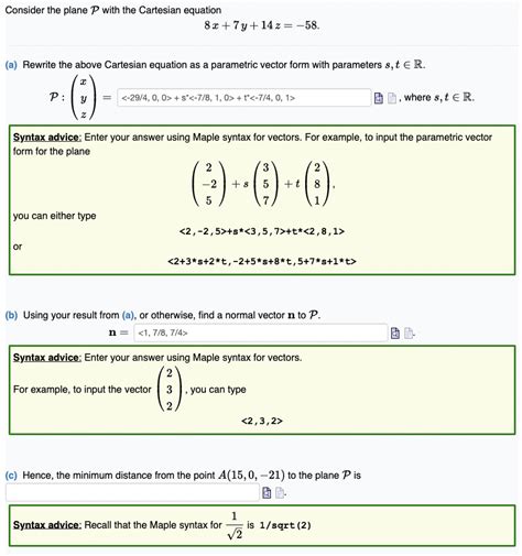 Solved Consider The Plane P With The Cartesian Equation