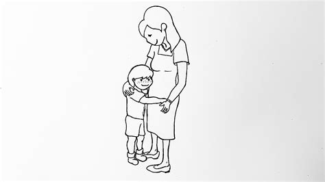 How To Draw A Mother Hugging A Daughter Really Easy Drawing Tutorial