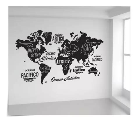 Vinilo Decorativo Mapa Mundi Mundo Planisferio Continentes G En Venta En Capital Federal Capital