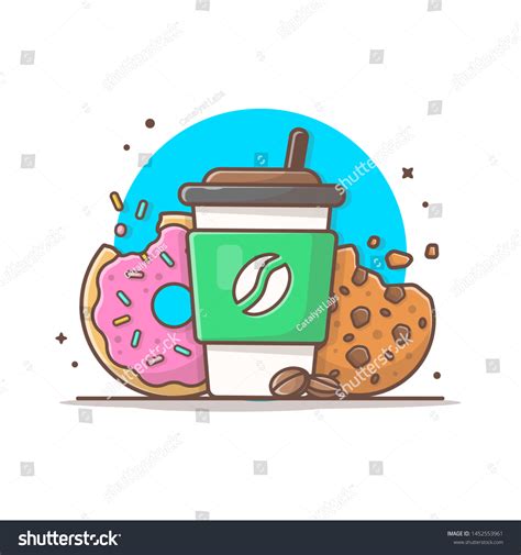 Hot Coffee Donut Cookies Vector Illustration Stock Vector Royalty Free