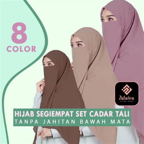 Jual Khimar Segiempat Free Cadar Tali Layer Tanpa Jahitan Bawah Mata