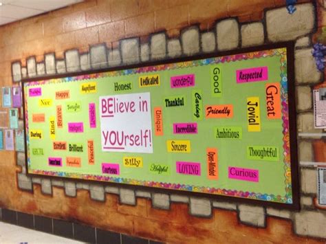 Believe In Yourself Bulletin Board With Adjectives Leader In Me