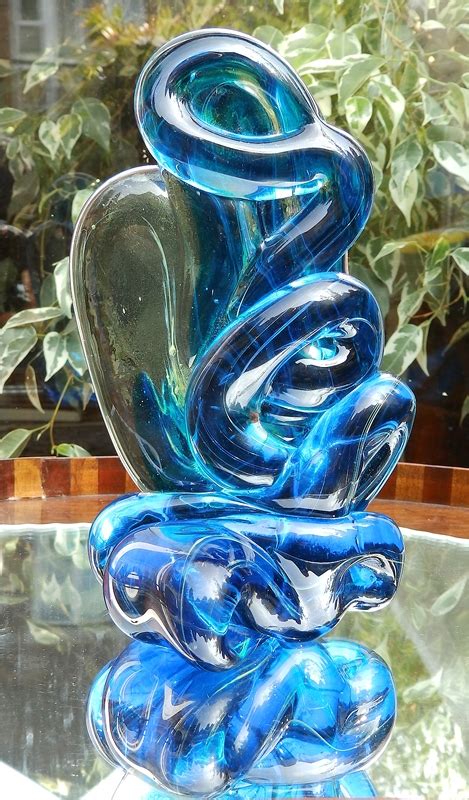 Art Glass A Maltese Mdina Large Glass Sculpture Circa 1960s70s Michael Harris For Sale