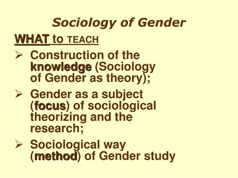 Ppt Sociology Of Gender Research Based Teaching Powerpoint