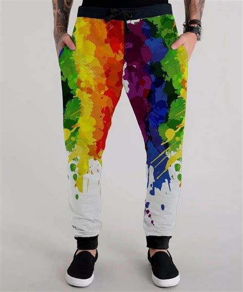 Calça Moletom Lgbt Gls Arco iris Gay Pride Rainbow Aquarela