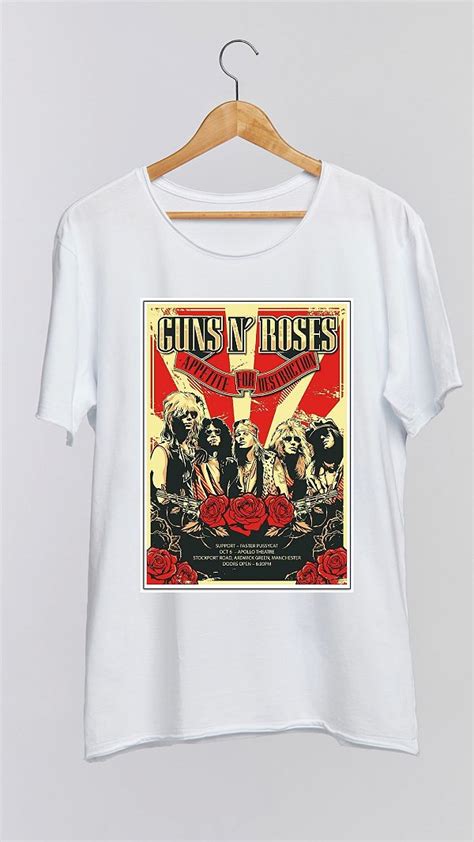 Camiseta GUNS N ROSES 100 algodão corte a fio branca beatshirts