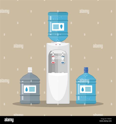 Gray White Plastic Water Cooler With Blue Full And Empty Bottles