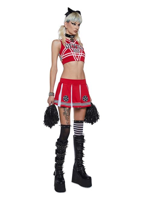 Sexy Satan Cheerleader Costume Set Dolls Kill