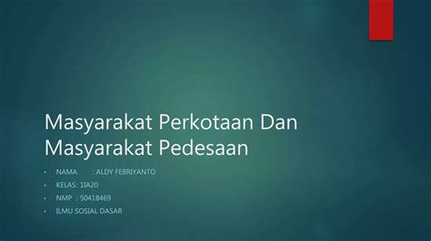 Masyarakat Perkotaan Dan Masyarakat Pedesaan PPT