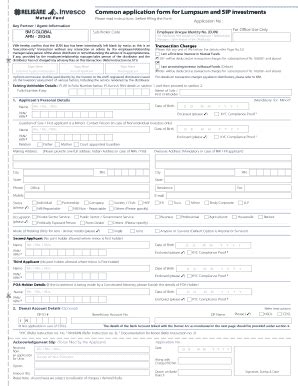 Fillable Online Common Application Form For Lumpsum And SIP Fax Email