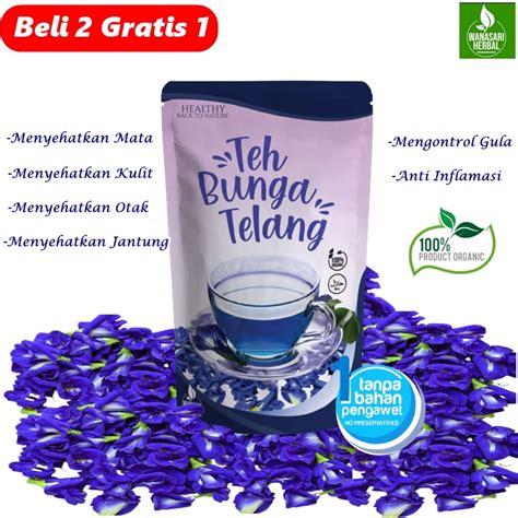 Jual Teh Herbal Bunga Telang Alami Murni Daun Telang Kering Daun