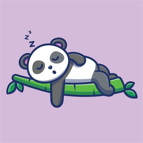 Cute Panda Sleep On Bamboo Vector Illustration 9946475 Vector Art At