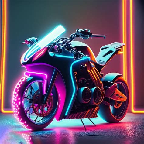 Premium AI Image | Photo a motorcycle with neon lights that is lit up