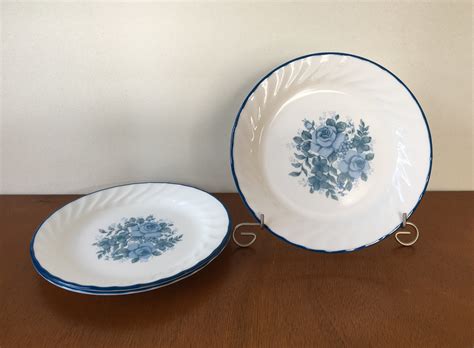 Vintage Corelle Blue Velvet Salid Plates Set Of Corelle Etsy