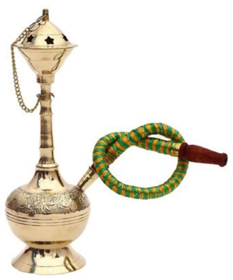 Buy Pakistani Brass Hookah 8 Inch Tall With Hose Pipe Online ₹325