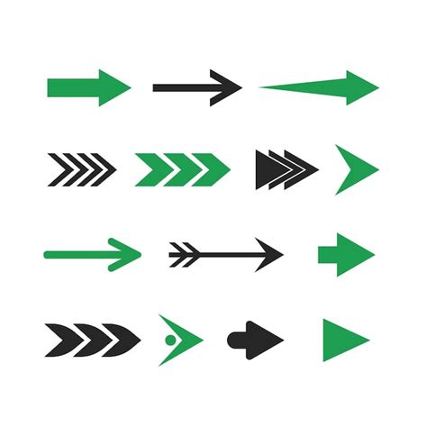 벡터 방향 화살표 기호 또는 아이콘 세트 디자인 프리미엄 벡터