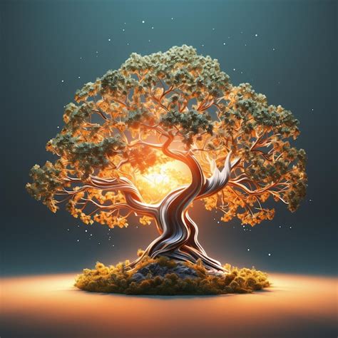Premium Ai Image 3d Tree In Sunlight