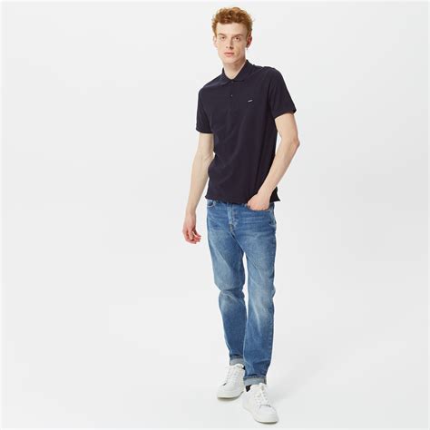 Calvin Klein Stretch Pique Slim Button Erkek Mavi Kısa Kollu Polo Erkek