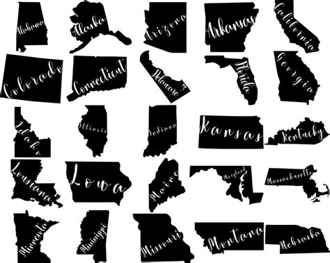 All Us States Svg Bundle States Outline Svg File For Cricut Etsy