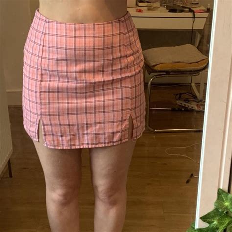 Shein Pink Plaid Mini Skirt 🦩size 🦩great Condition Depop