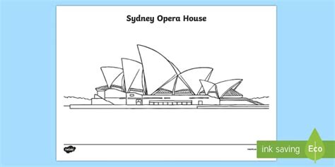 Sydney Opera House Colouring Page Australia Twinkl