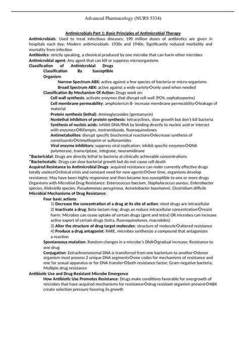 Advanced Pharmacology Nurs Antimicrobials Part Basic