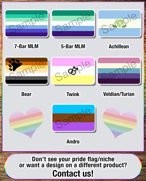 Masc Attraction Pride Flags: Gay, MLM, Bear, Twink, Achillean, Veldian