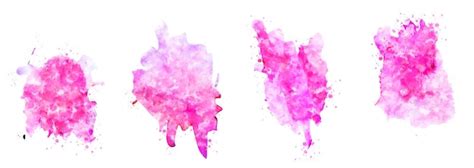 Premium Photo Set Of Isolated Abstract Pink Watercolor On White