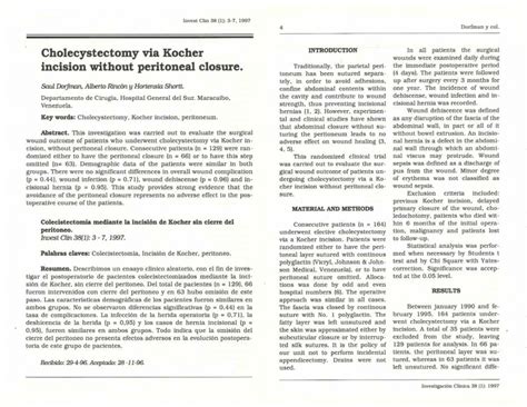 Pdf Cholecystectomy Via Kocher Incision Without Peritoneal Closure