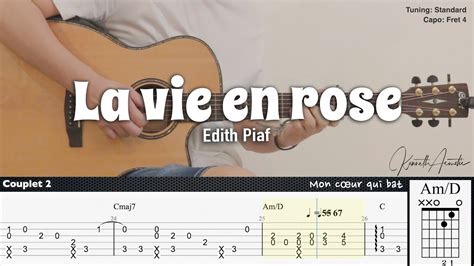 La Vie En Rose Edith Piaf Fingerstyle Guitar Tab Chords Lyrics Accordi Chordify