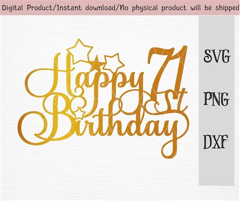 Happy 71st Birthday Cake Topper/birthday Cake Decoration Svg/dxf/png ...