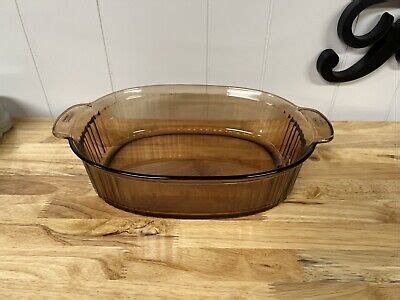 Vision Corning Ware Amber Qt L Ribbed Casserole Dish Roaster Ebay