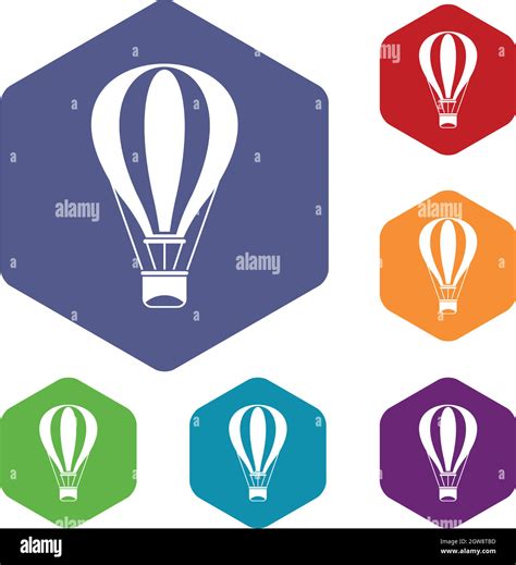 Hot Air Balloon Icons Set Stock Vector Image Art Alamy