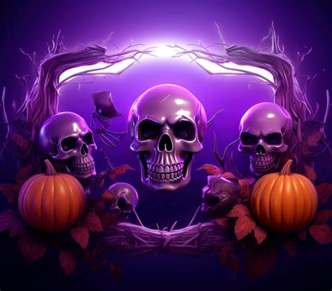 Premium Photo | Skulls for halloween on purple background