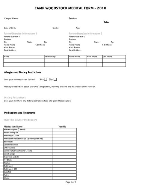 Fillable Online Summer Camp FormsCamp Woodstock YMCA Fax Email Print