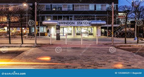 Swindon Railway Station in Wiltshire at Night with Light Trails ...