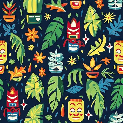 Premium Ai Image Flat Design Hawaiian Shirt Pattern Design